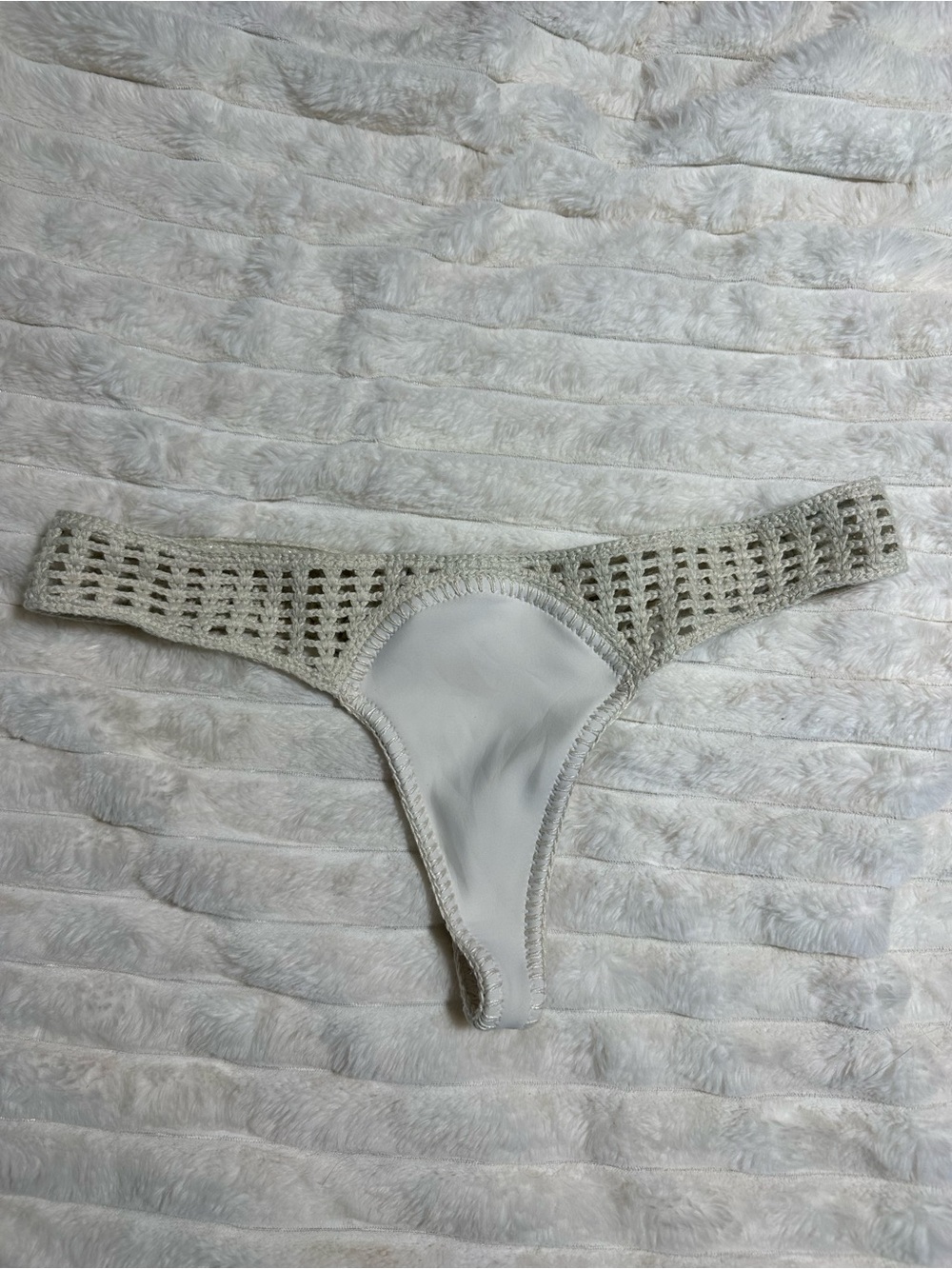 Victoria’s Secret Swim Crochet Thong Bikini Bottom Ivory Size M